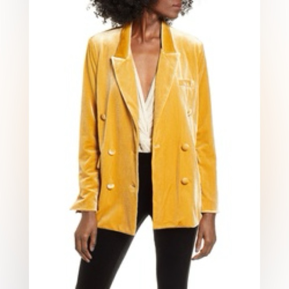 Blank NYC Yellow Velvet Blazer